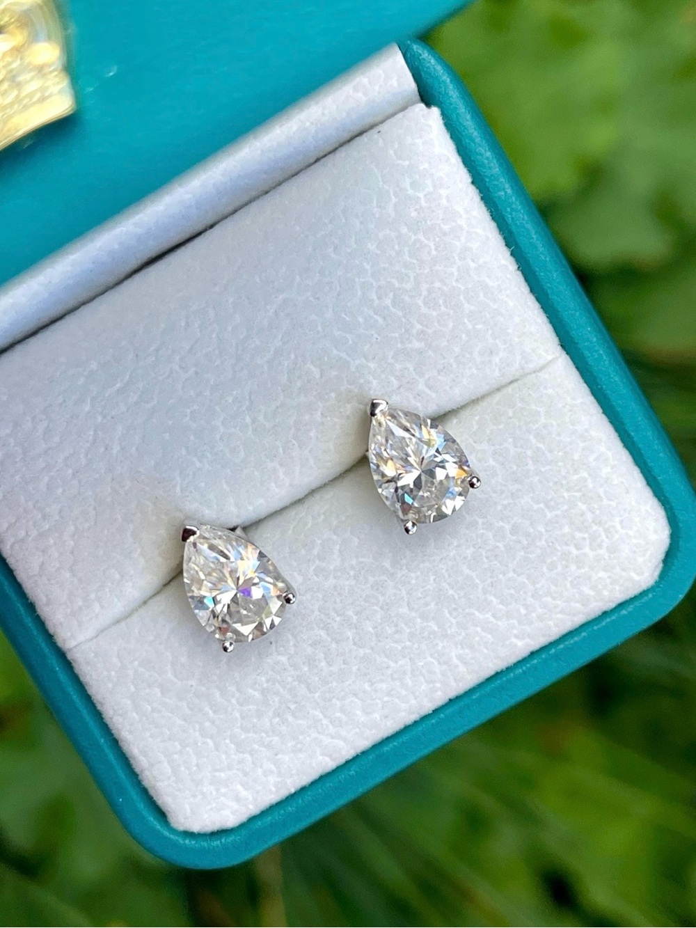 Teardrop Moissanite Stud Earrings 4CTW Sterling Silver Pear Cut Bridal Jewelry